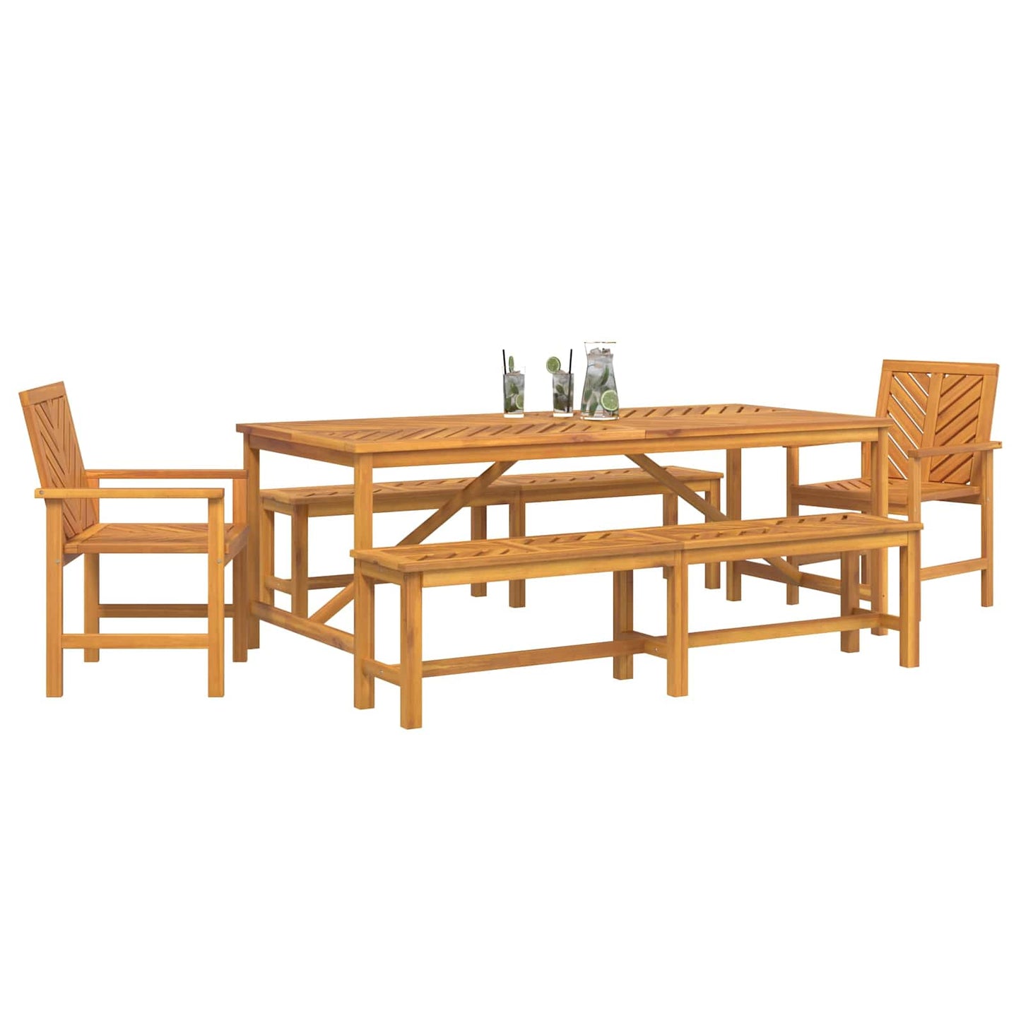 Garten Essgruppe 5 pcs Braun Massivholz Akazie