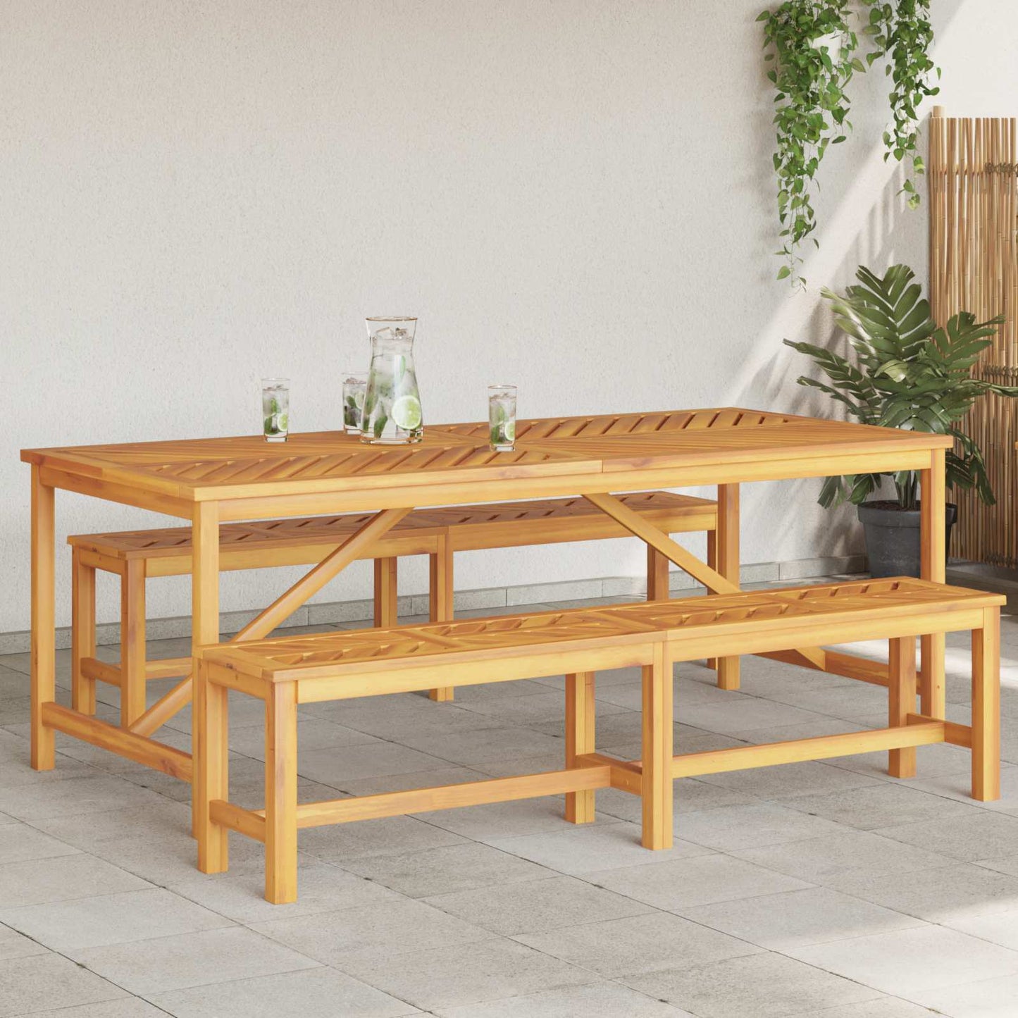Garten Essgruppe 3 pcs Braun Massivholz Akazie