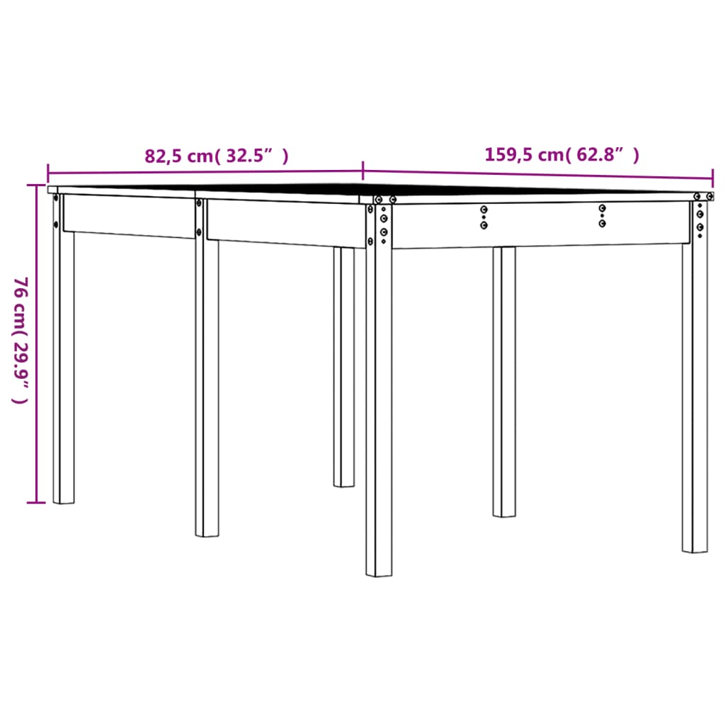 Gartentisch Honigbraun 159,5x82,5x76 cm Massivholz Kiefer