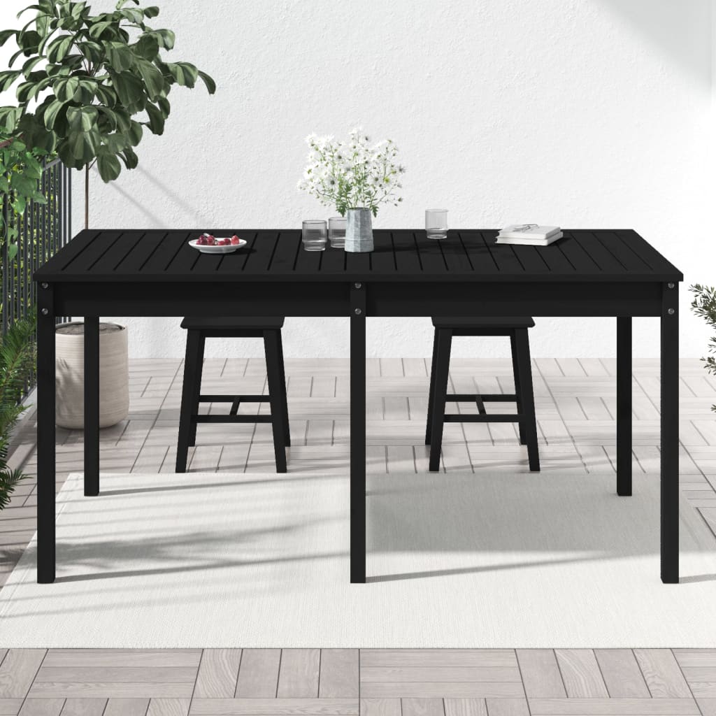 Gartentisch Schwarz 159,5x82,5x76 cm Massivholz Kiefer