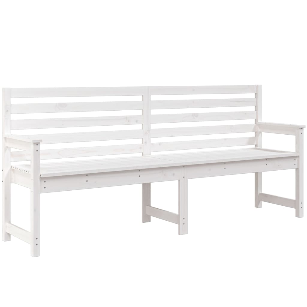 Gartenbank Weiß 203,5x48x91,5 cm Massivholz Kiefer