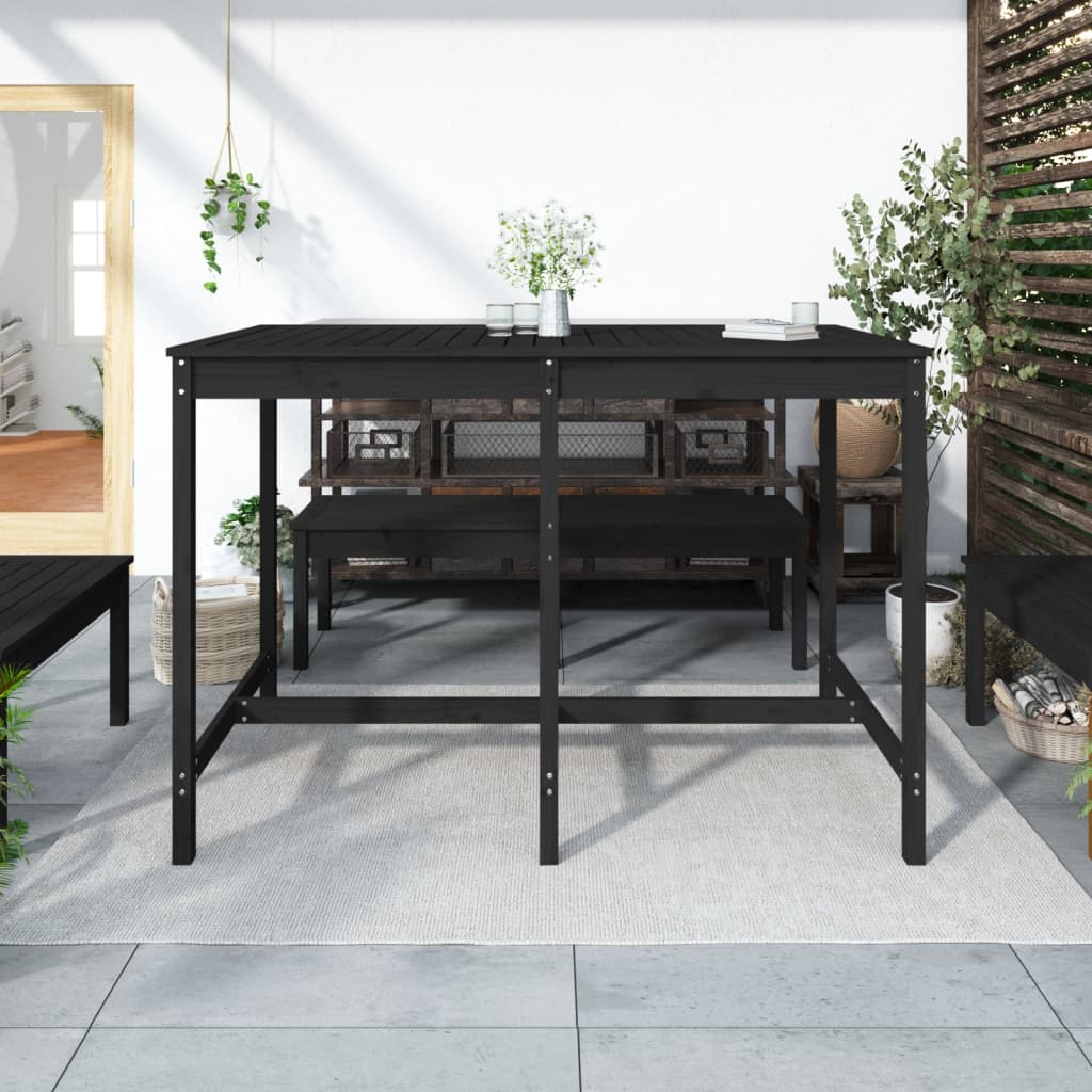 Gartentisch Schwarz 159,5x82,5x110 cm Massivholz Kiefer
