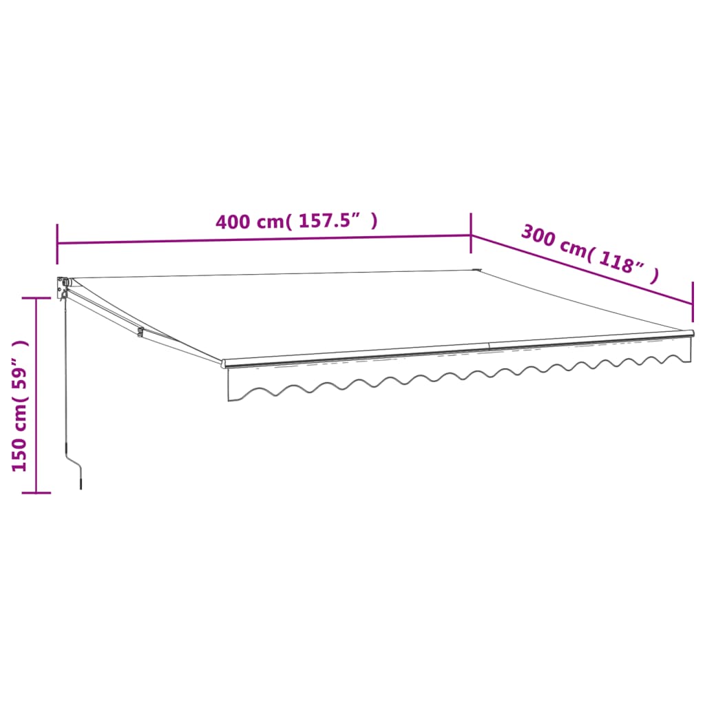 Markise Einziehbar Anthrazit 4x3 m Stoff und Aluminium