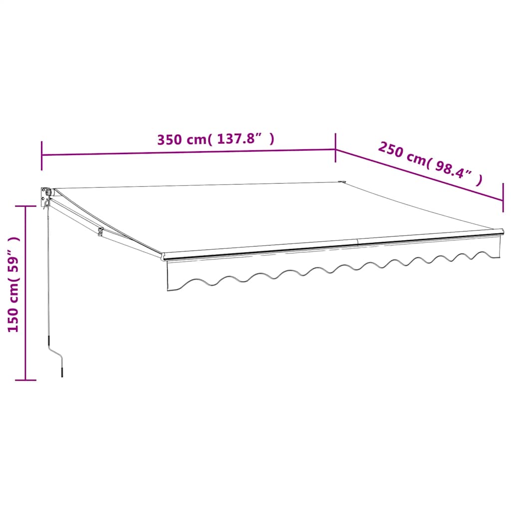 Markise Einziehbar Anthrazit 3,5x2,5 m Stoff und Aluminium