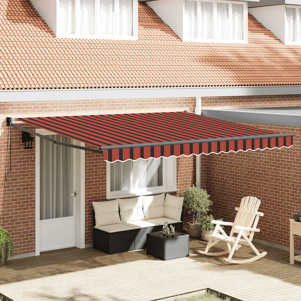 Markise Einziehbar Orange und Braun 4x3 m Stoff und Aluminium
