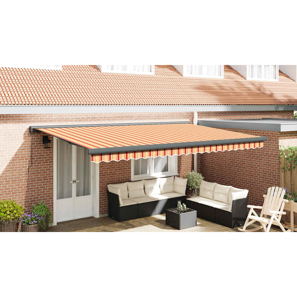 Markise Einziehbar Gelb und Weiß 4x3 m Stoff und Aluminium