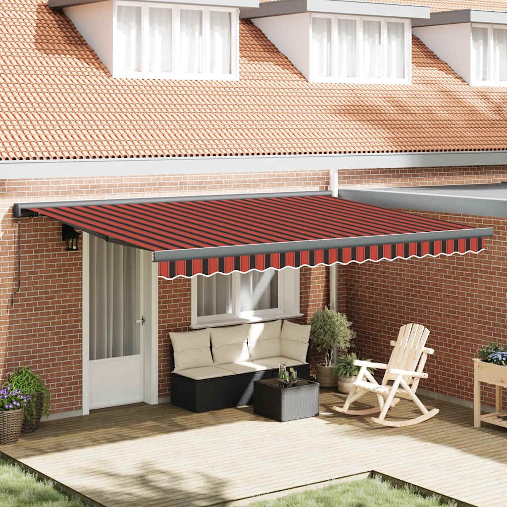 Markise Einziehbar Orange und Braun 4x3 m Stoff und Aluminium