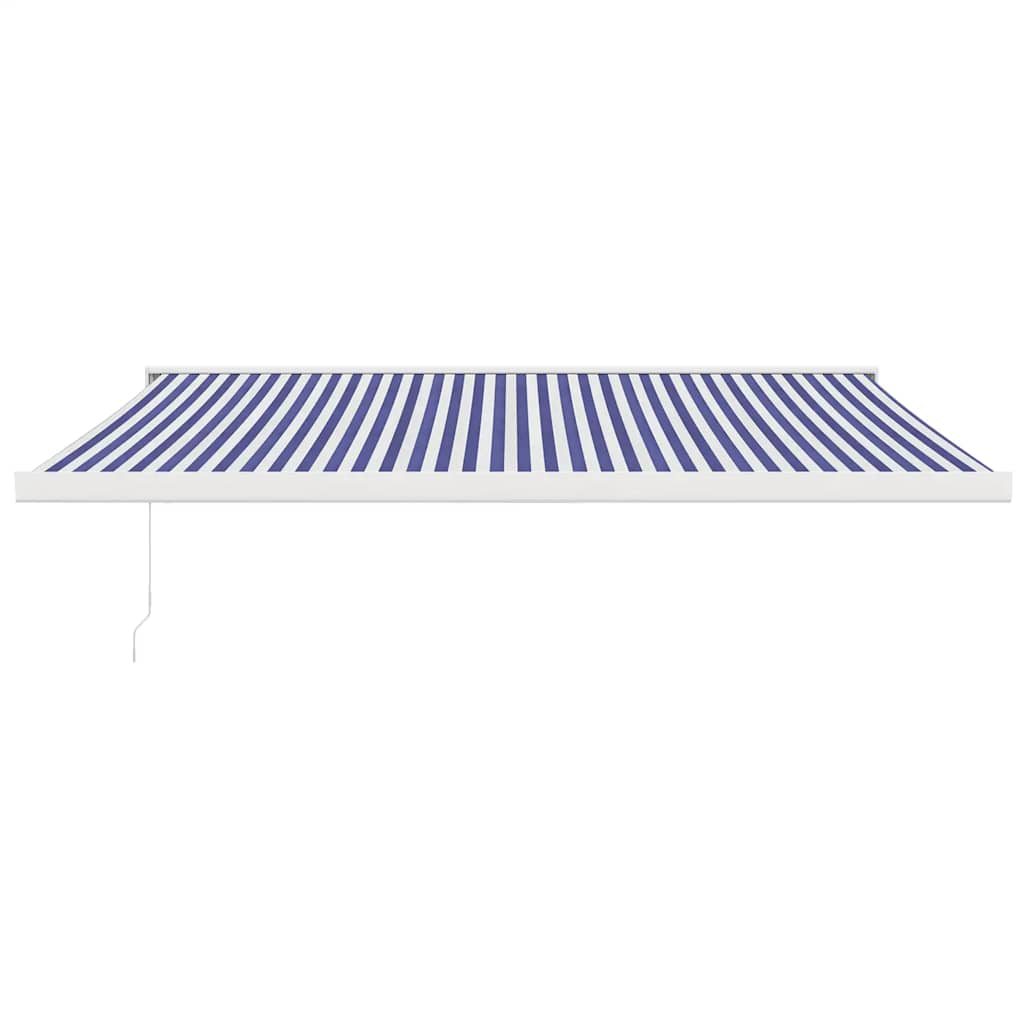 Markise Einziehbar Blau und Weiß 4,5x3 m Stoff und Aluminium