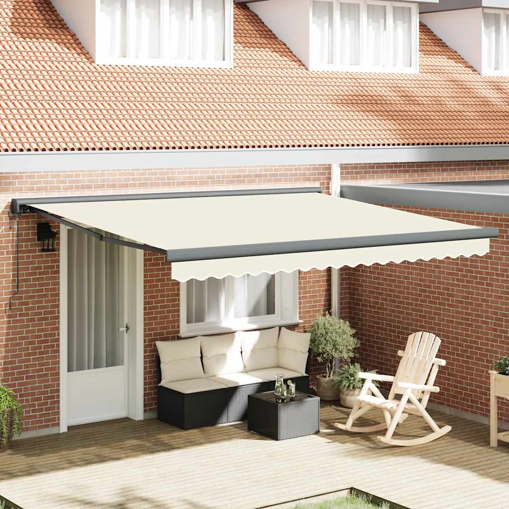 Markise Einziehbar Creme 4x3 m Stoff und Aluminium