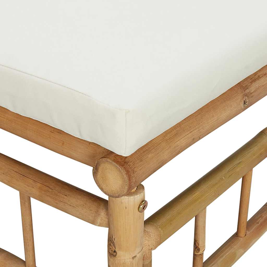 2-tlg. Garten-Lounge-Set mit Cremeweißen Kissen Bambus