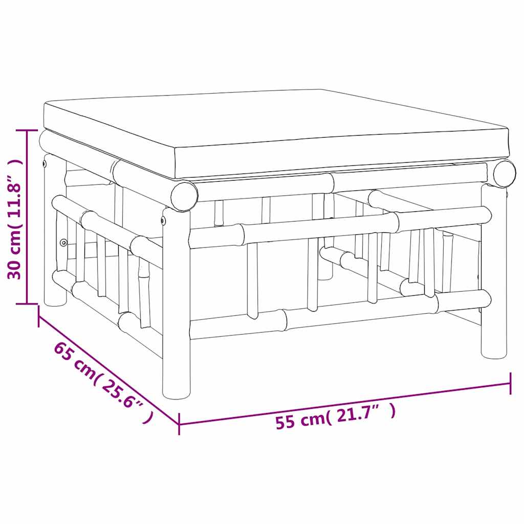 3-tlg. Garten-Lounge-Set mit Dunkelgrauen Kissen Bambus