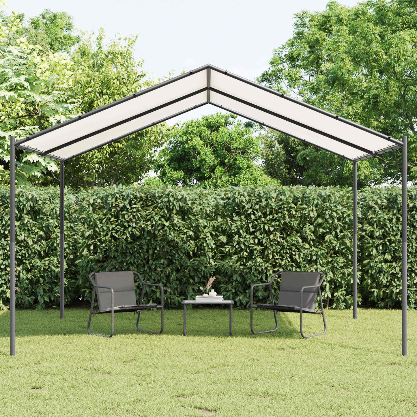 Pavillon Weiß 4 x 4 x 2,6 m Stahl und Polyester