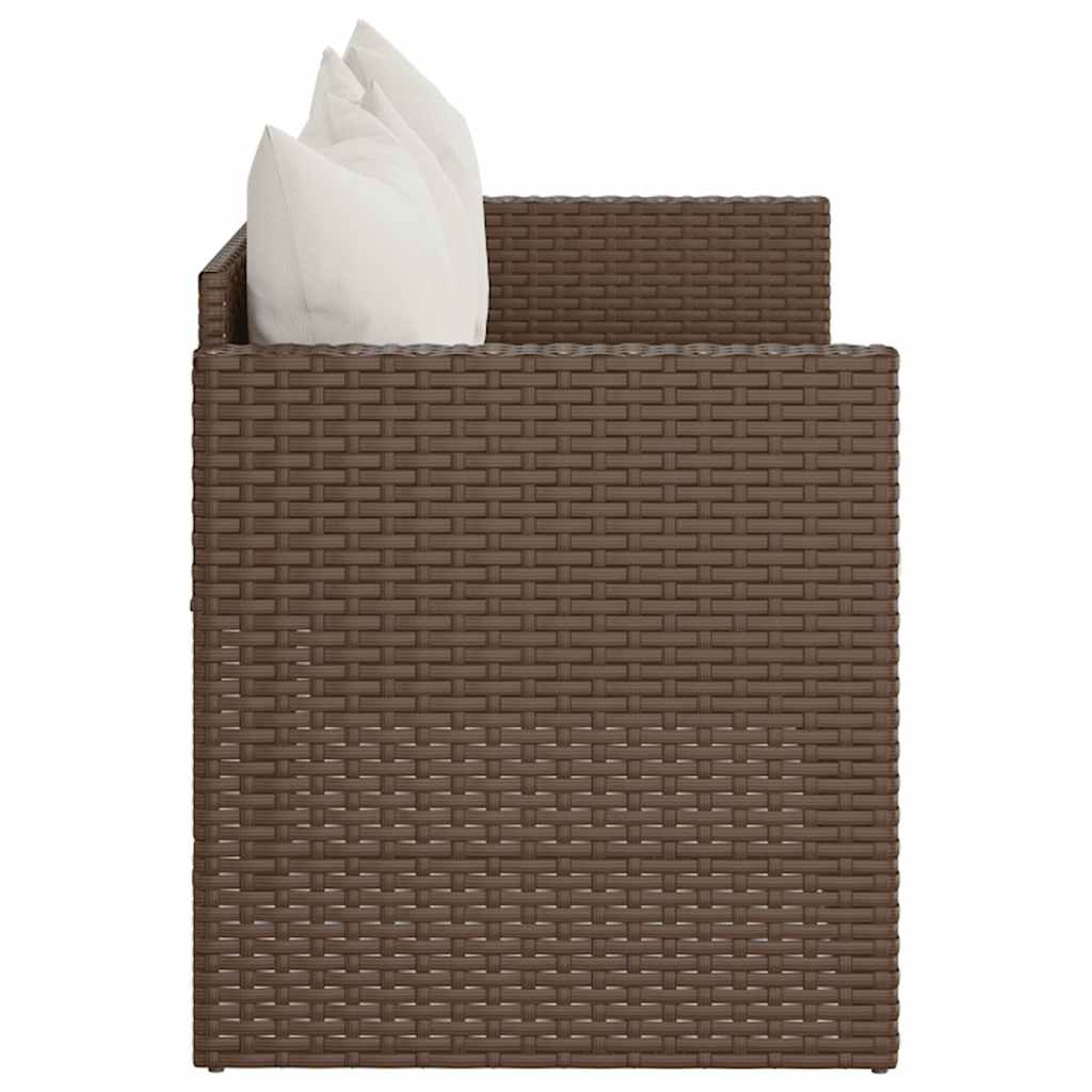 Gartensofa 3-Sitzer mit Kissen Braun Poly Rattan