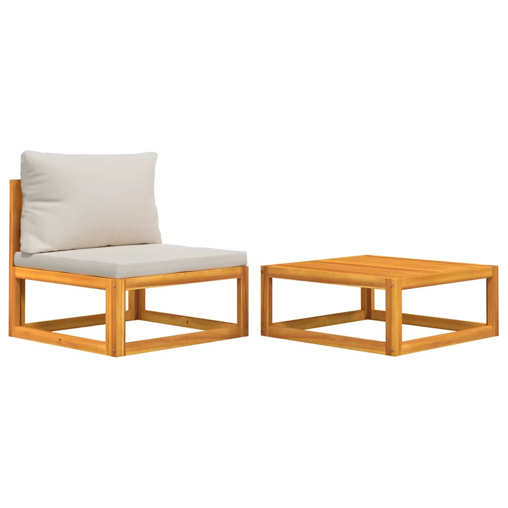 2-tlg. Garten-Sofa-Set mit Kissen Massivholz Akazie
