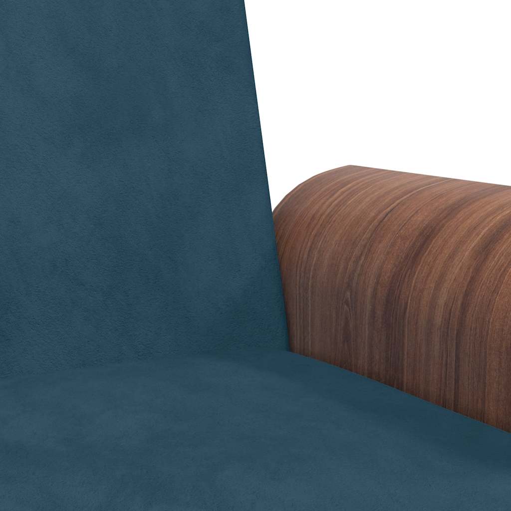 Schlafsofa mit Getränkehaltern Blau Samt