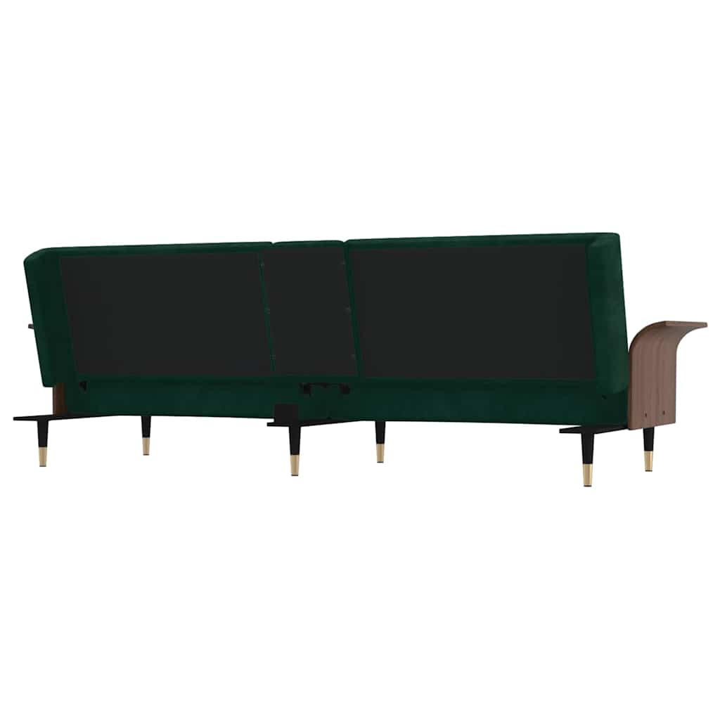 Schlafsofa mit Getränkehaltern Dunkelgrün Samt