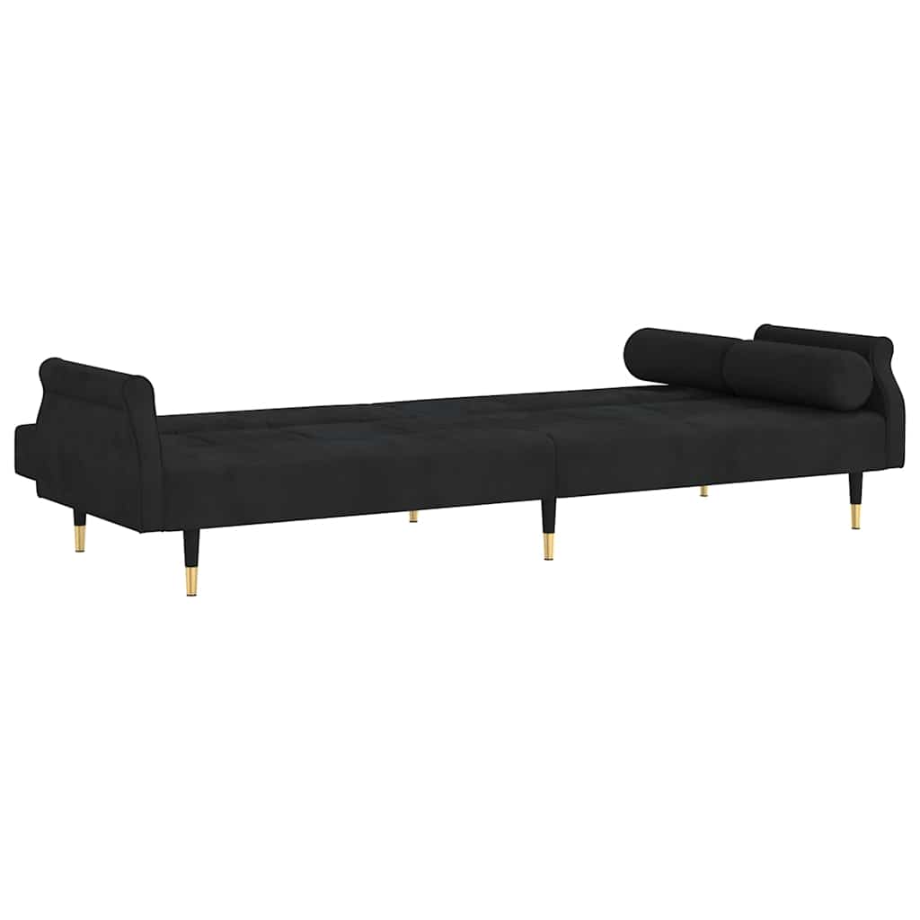 Schlafsofa mit Kissen Schwarz Samt
