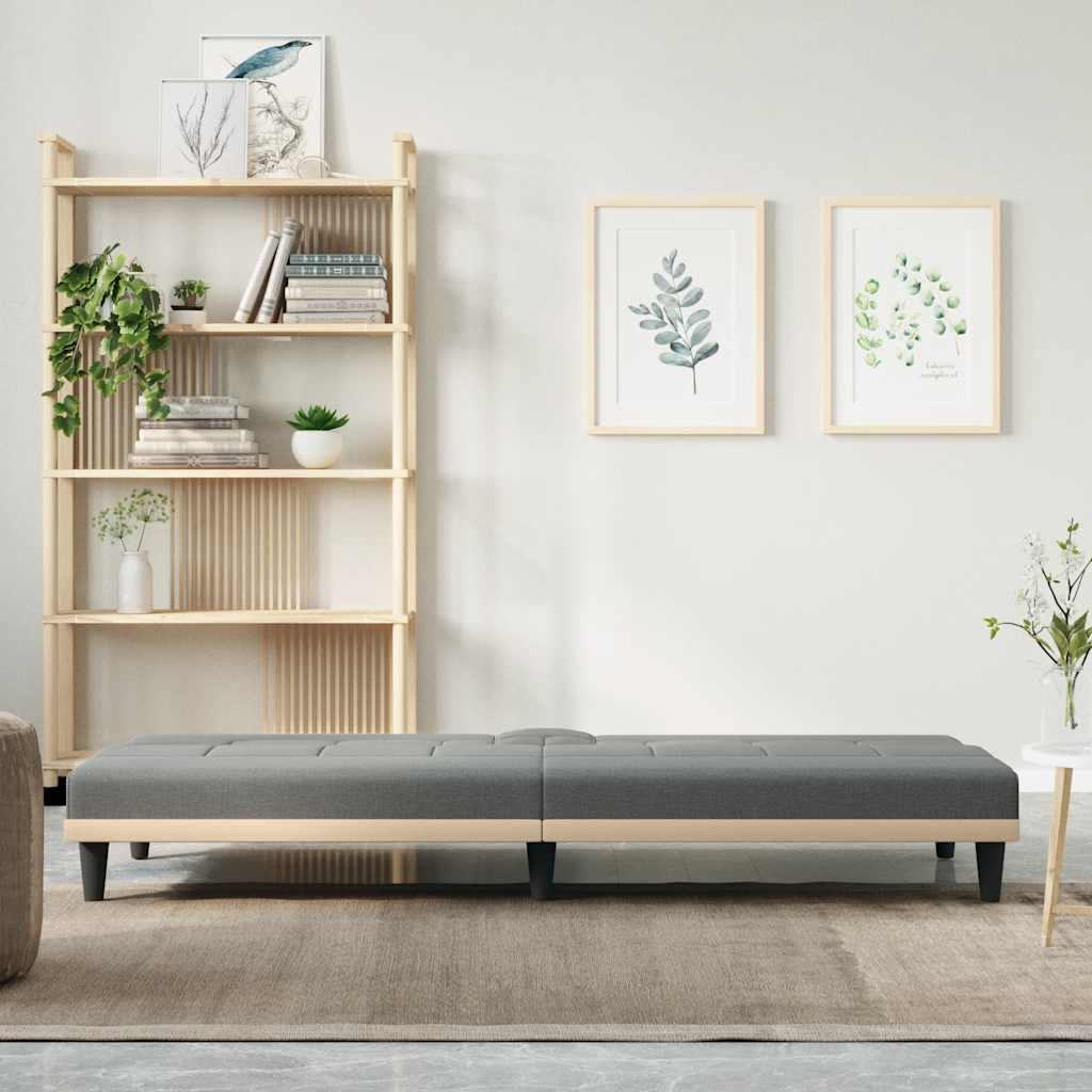 Schlafsofa mit Getränkehaltern Dunkelgrau Stoff