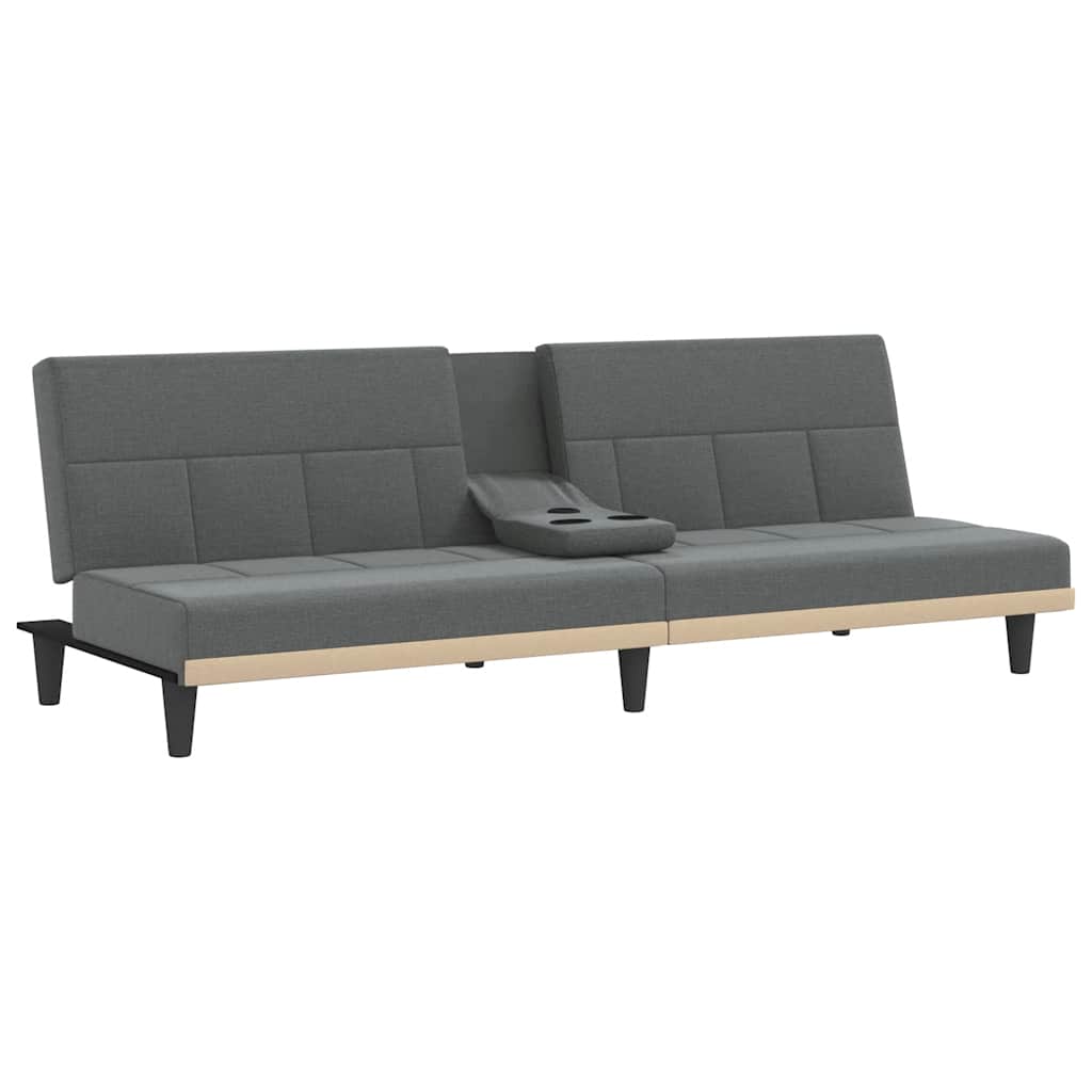 Schlafsofa mit Getränkehaltern Dunkelgrau Stoff