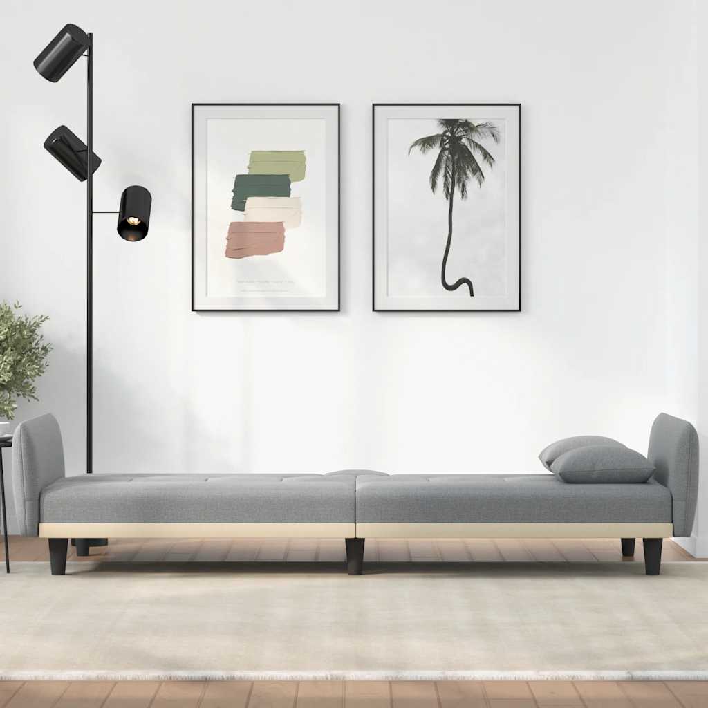 Schlafsofa mit Getränkehaltern Hellgrau Stoff