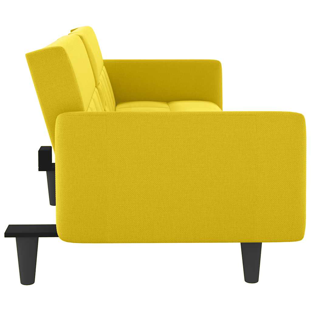 Schlafsofa mit Getränkehaltern Hellgelb Stoff