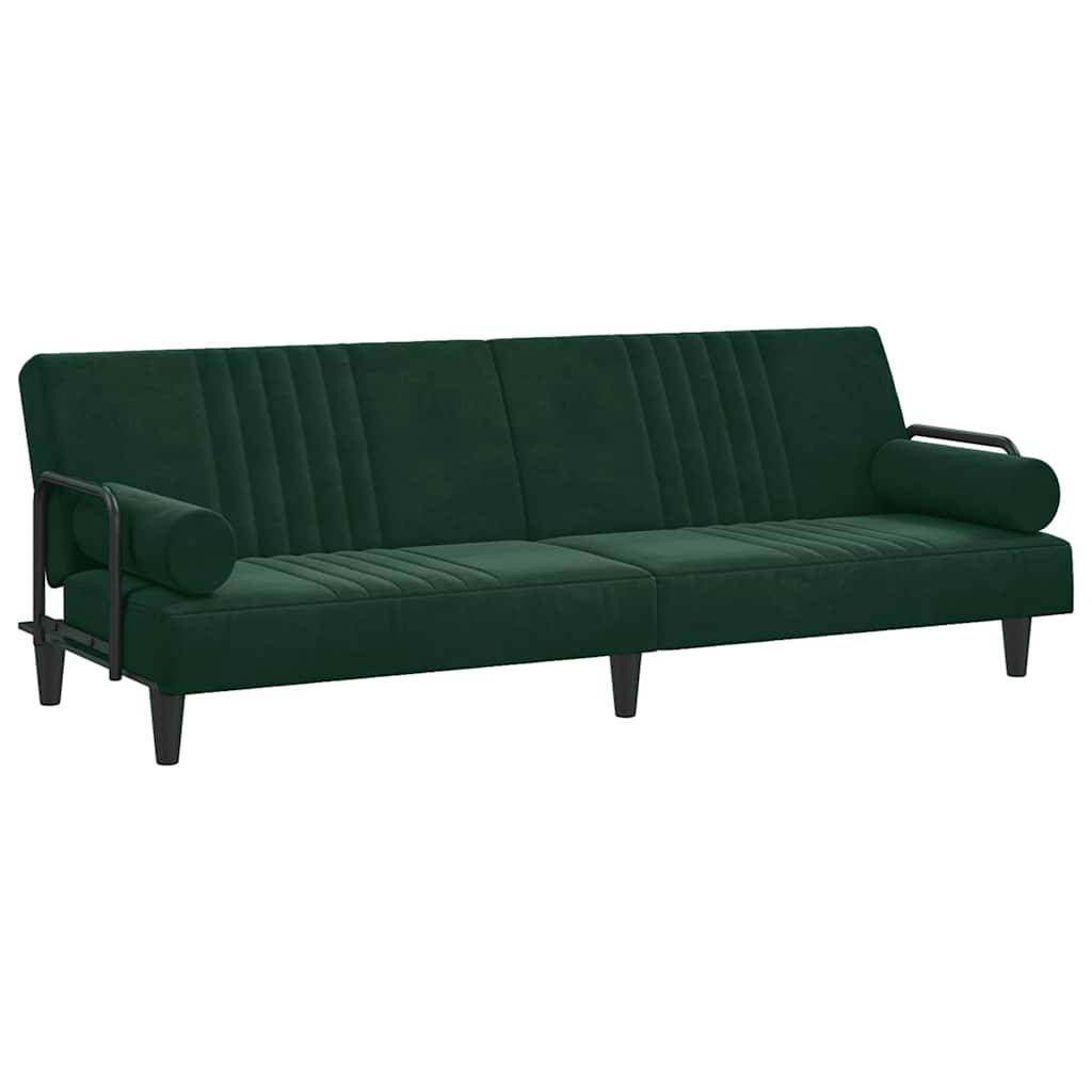 Schlafsofa mit Armlehnen Dunkelgrün Samt