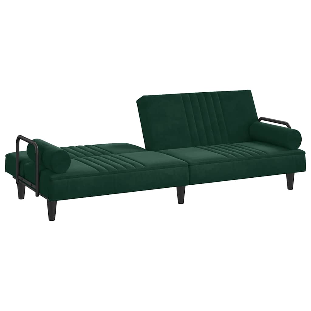 Schlafsofa mit Armlehnen Dunkelgrün Samt