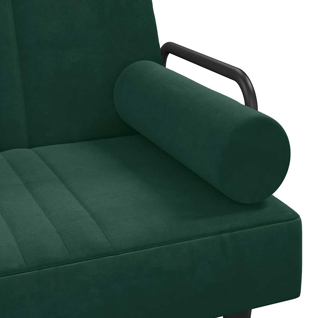 Schlafsofa mit Armlehnen Dunkelgrün Samt