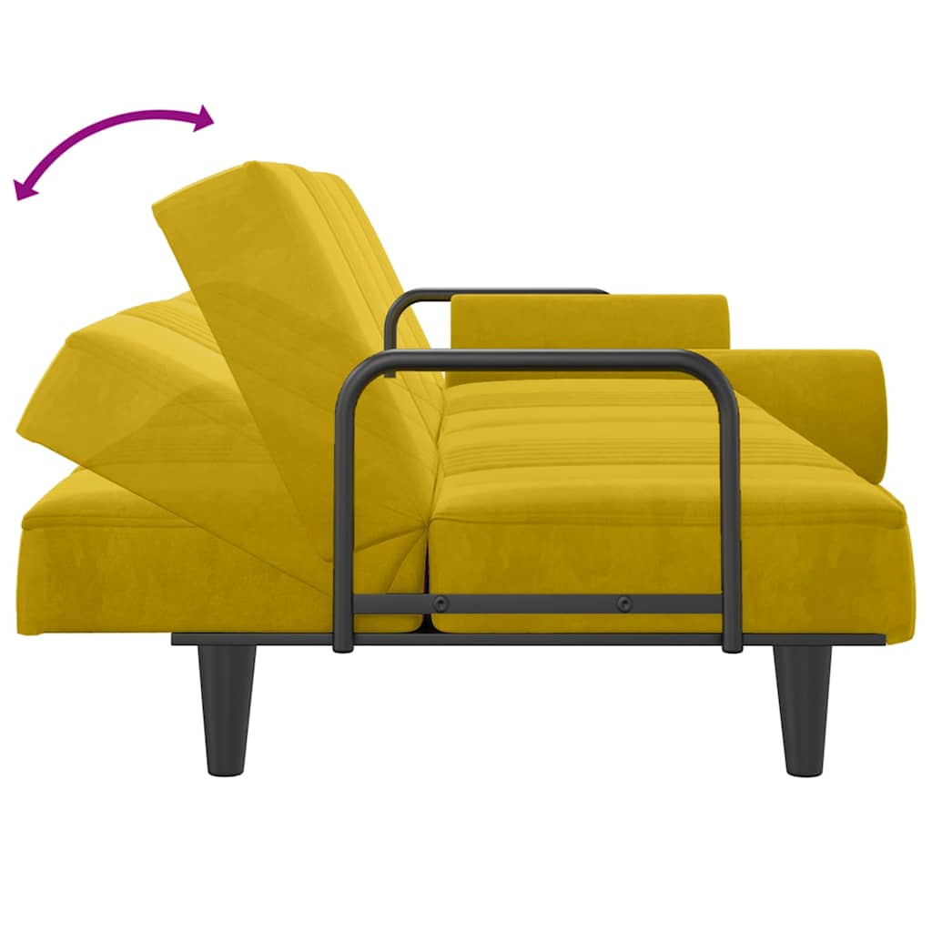 Schlafsofa mit Armlehnen Gelb Samt