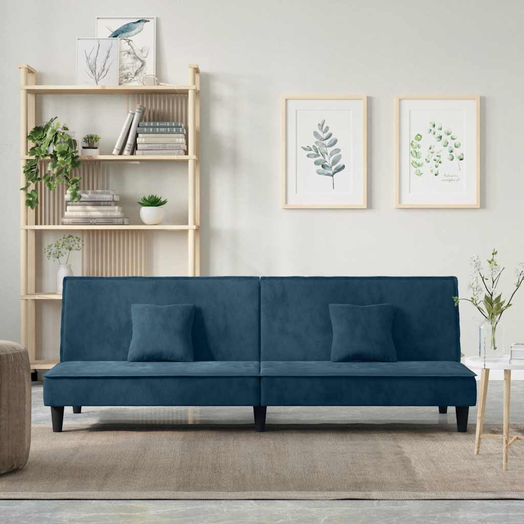 Schlafsofa Blau Samt