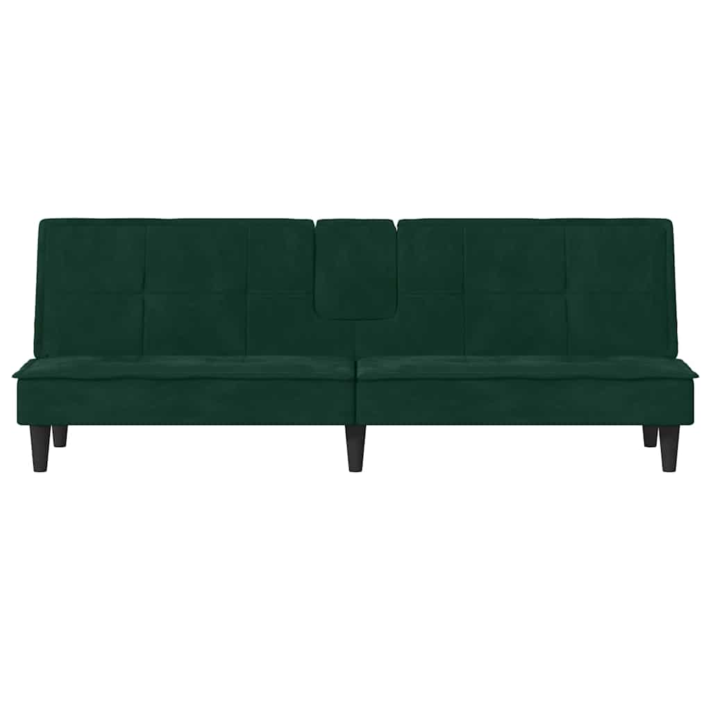 Schlafsofa mit Getränkehaltern Dunkelgrün Samt