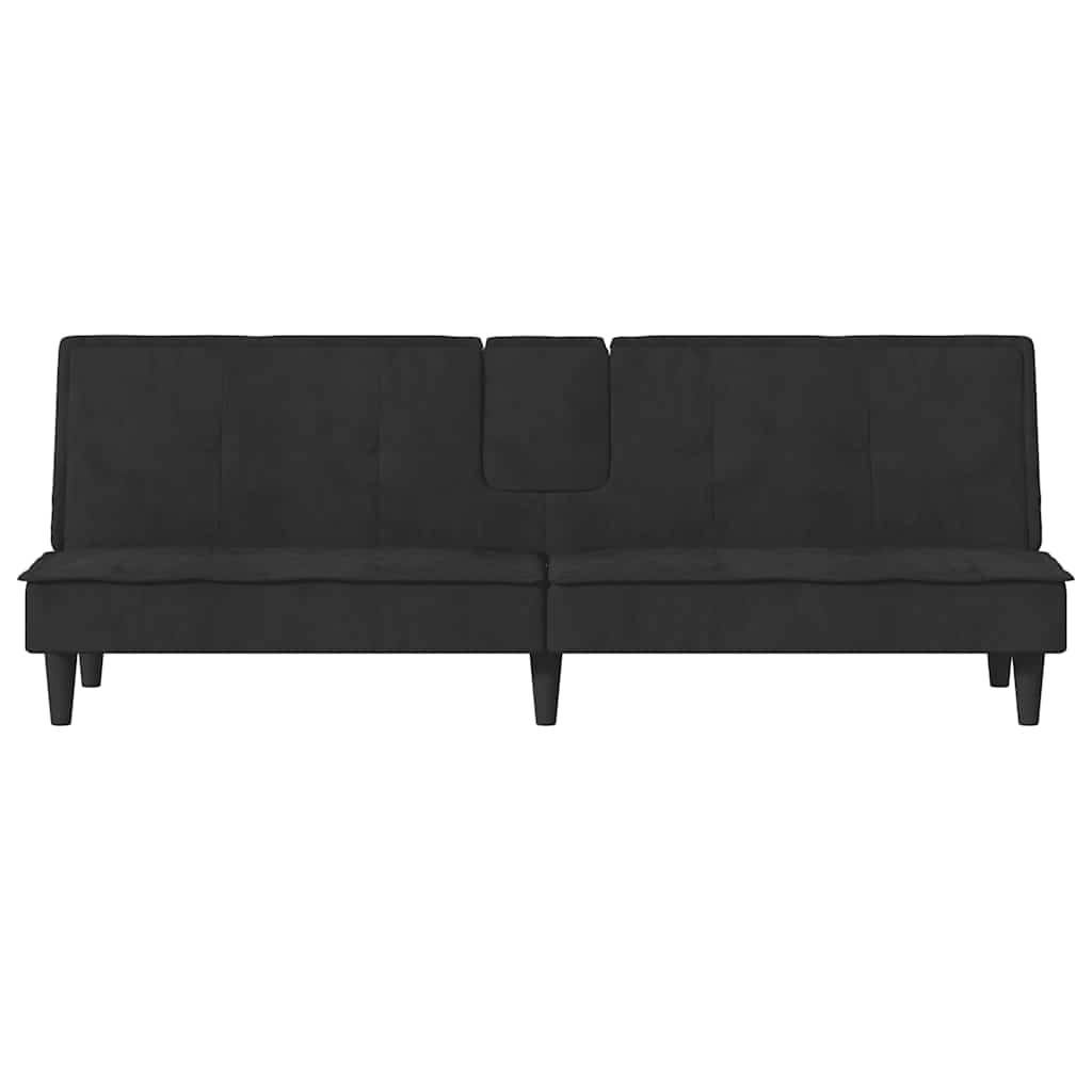 Schlafsofa mit Getränkehaltern Schwarz Samt