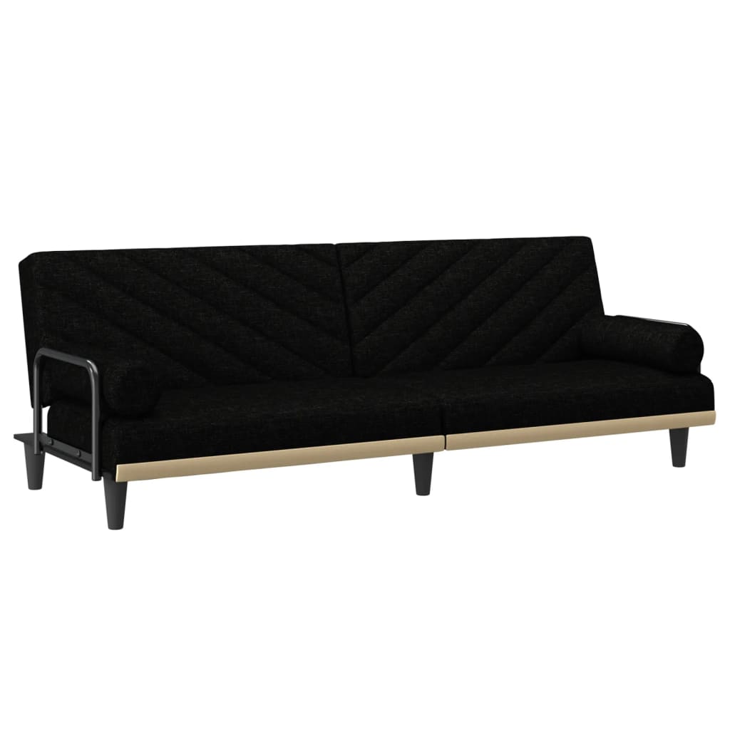 Schlafsofa mit Armlehnen Schwarz Stoff