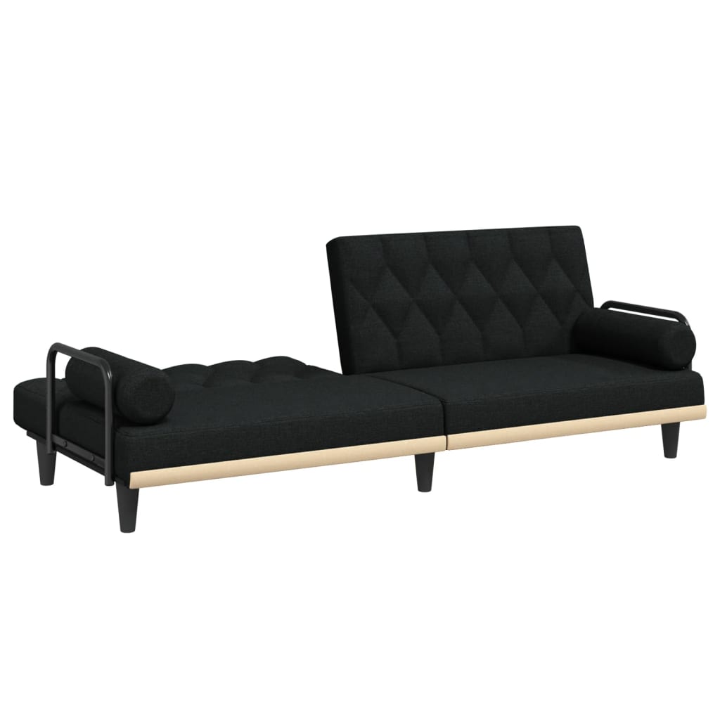 Schlafsofa mit Armlehnen Schwarz Stoff