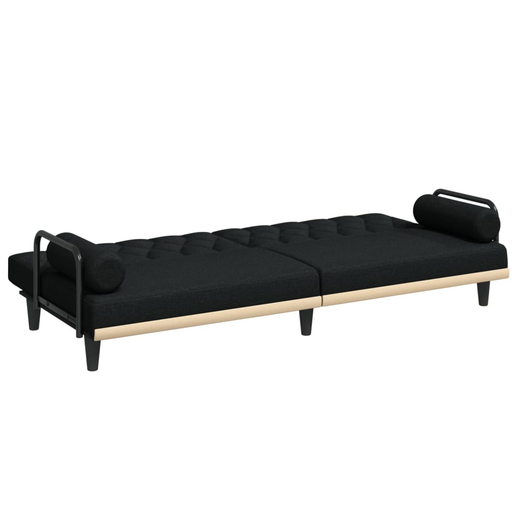 Schlafsofa mit Armlehnen Schwarz Stoff