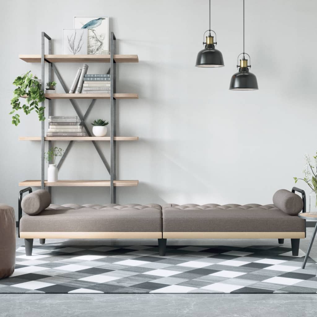 Schlafsofa mit Armlehnen Taupe Stoff