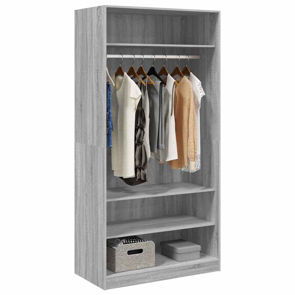 Kleiderschrank Grau Sonoma 100x50x200 cm Holzwerkstoff