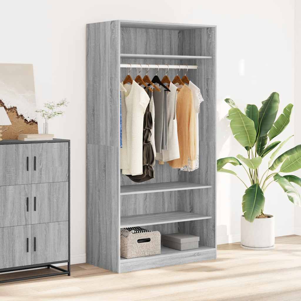 Kleiderschrank Grau Sonoma 100x50x200 cm Holzwerkstoff