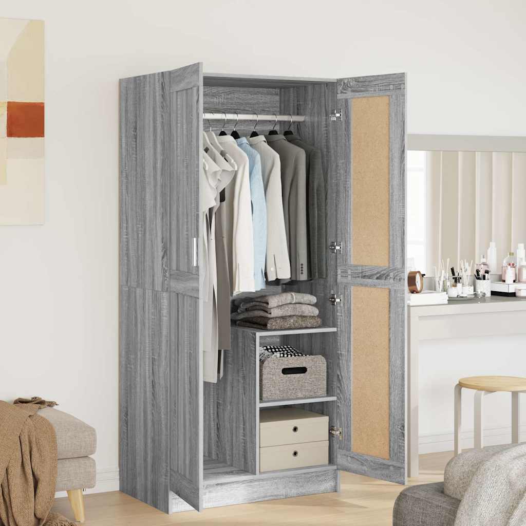 Kleiderschrank Grau Sonoma 82,5x51,5x180 cm Holzwerkstoff