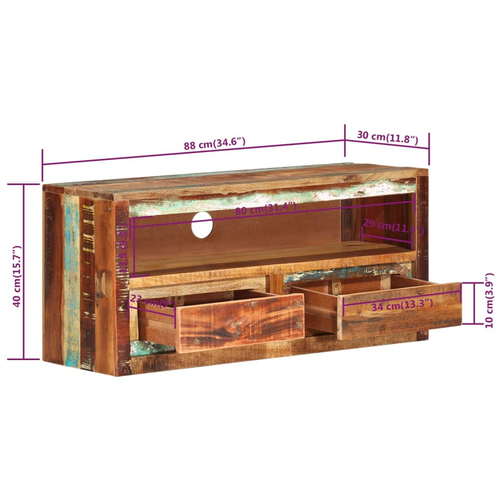 TV-Schränke 2 Stk. 88x30x40 cm Altholz Massiv