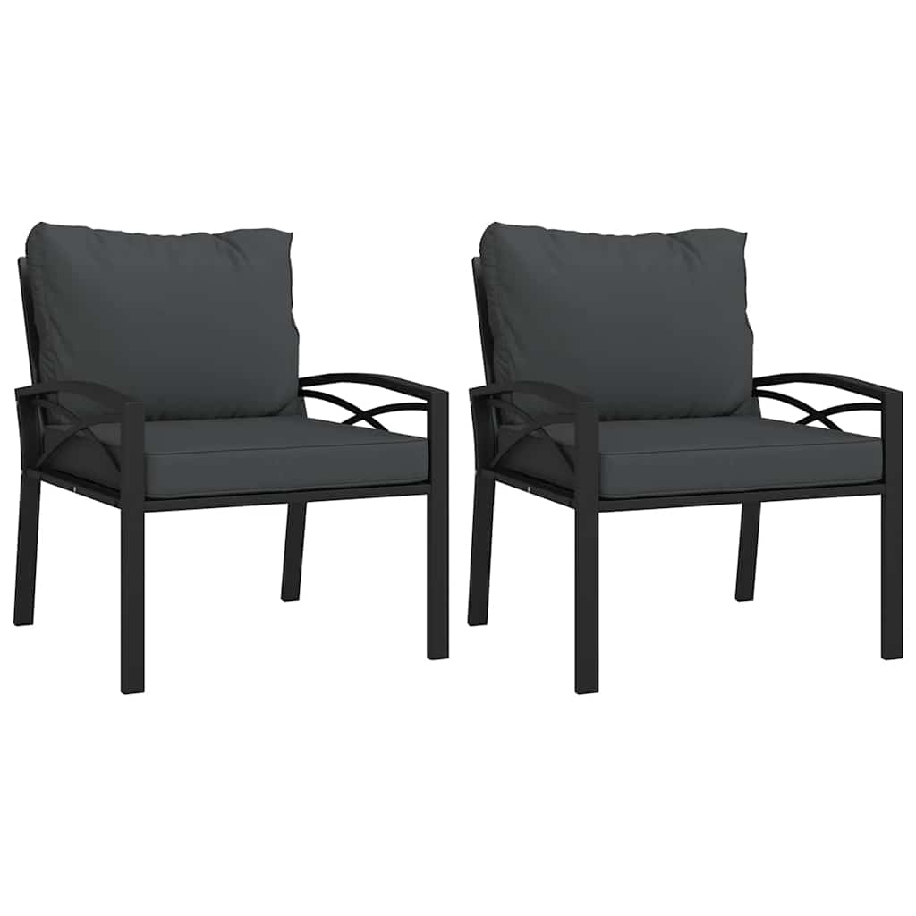 Gartenstühle mit Grauen Kissen 2 Stk. 68x76x79 cm Stahl