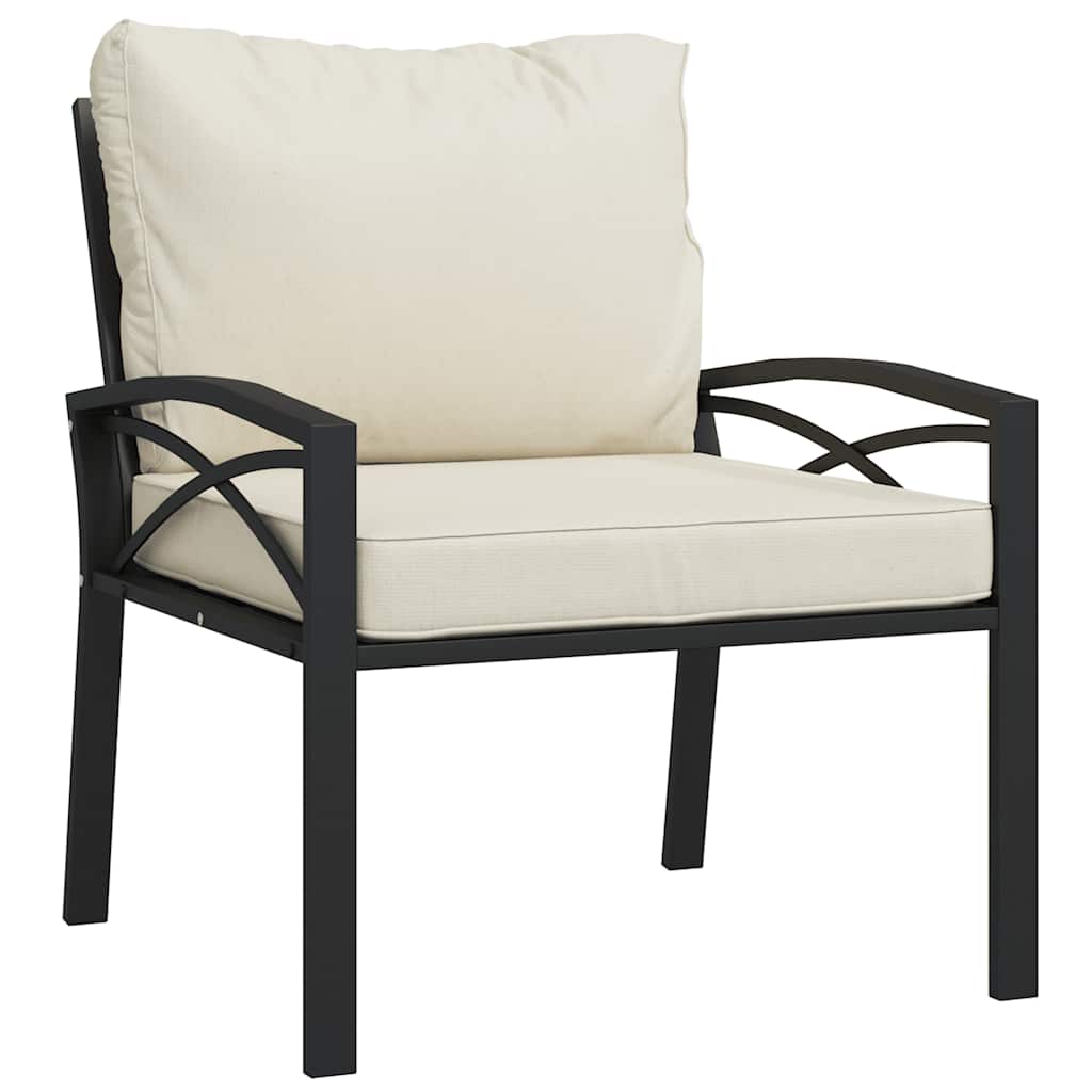 Gartenstühle mit Sandfarbigen Kissen 2 Stk. 68x76x79 cm Stahl