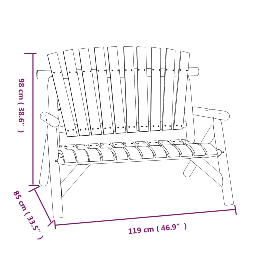 Gartenbank 2-Sitzer 119x85x98 cm Massivholz Fichte