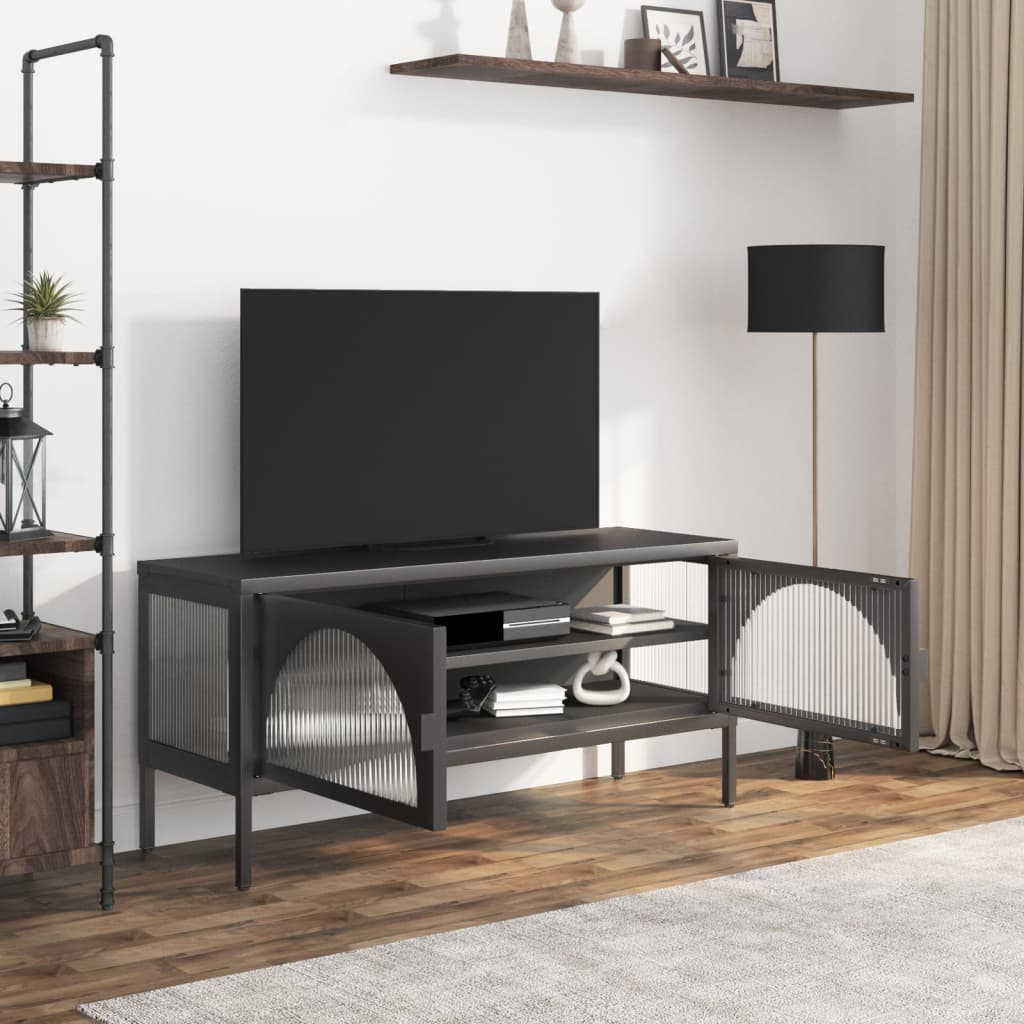 TV-Schrank Schwarz 105x35x50 cm Glas und Stahl