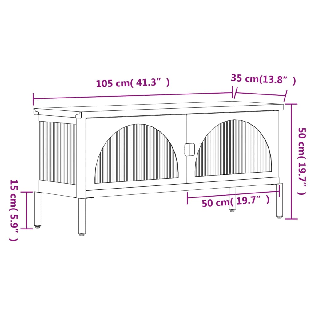 TV-Schrank Schwarz 105x35x50 cm Glas und Stahl