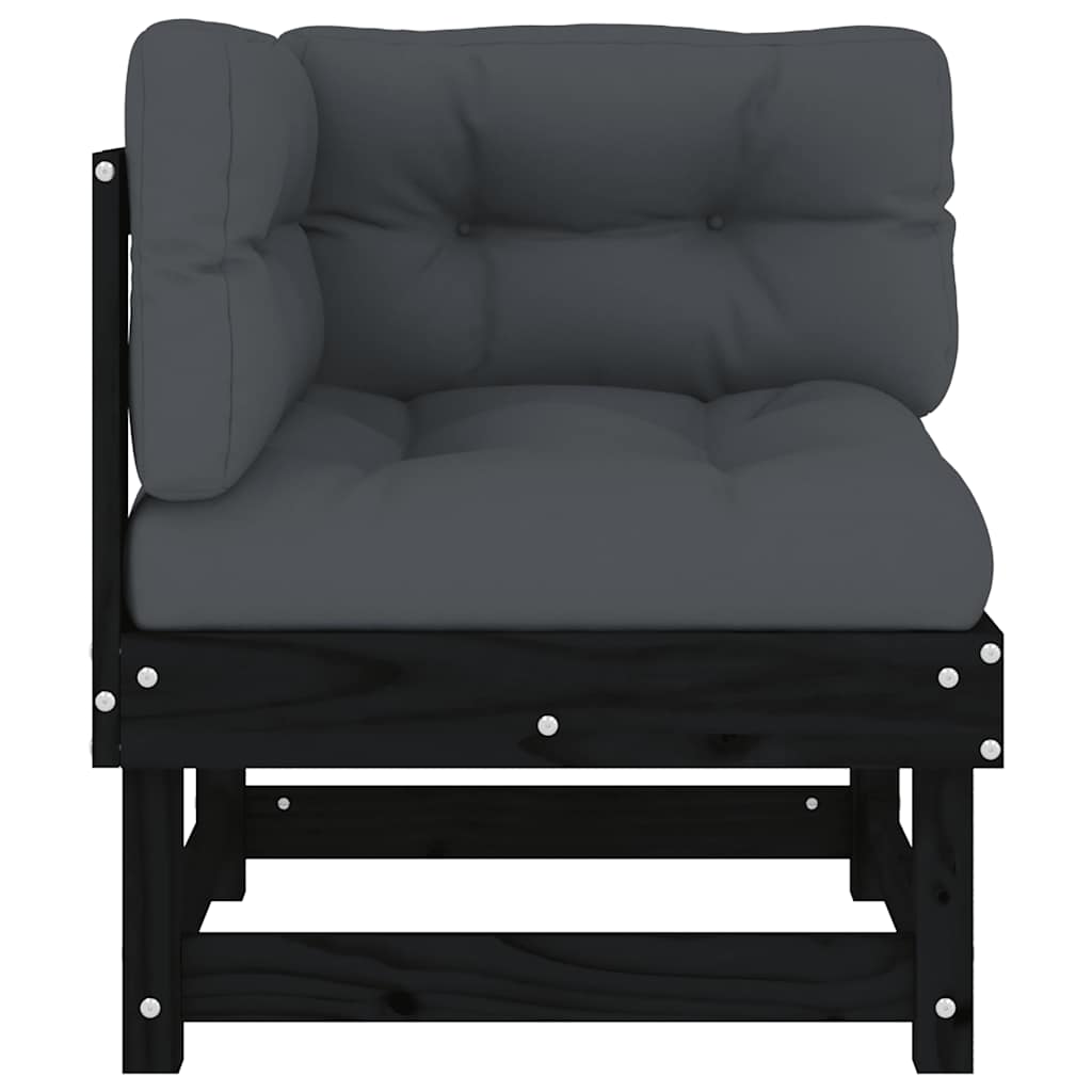 Ecksofa mit Kissen Schwarz Massivholz Kiefer