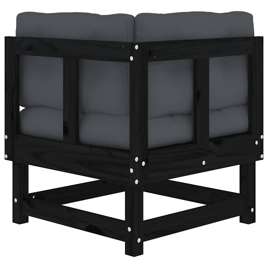 Ecksofa mit Kissen Schwarz Massivholz Kiefer