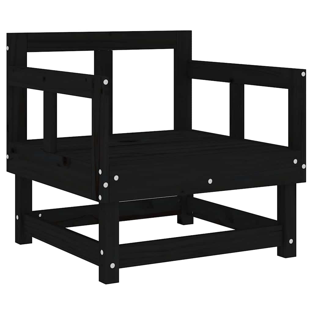Gartenstühle mit Kissen 2 Stk. Schwarz Massivholz Kiefer