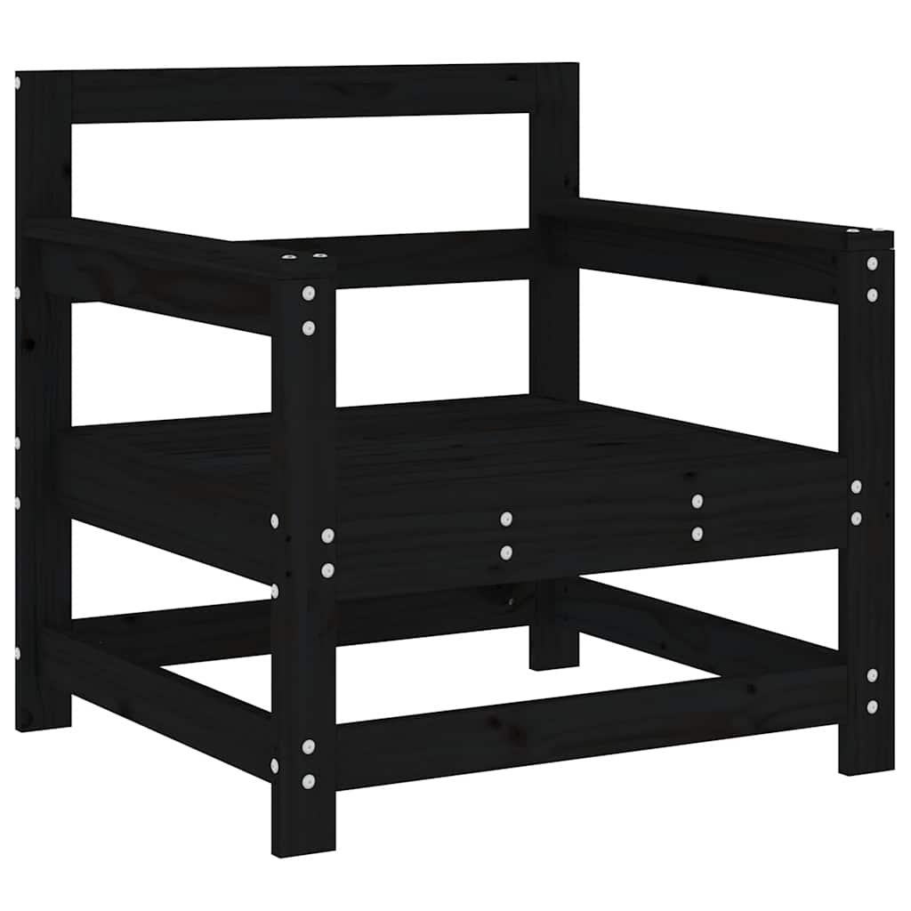 Gartenstühle mit Kissen 2 Stk. Schwarz Massivholz Kiefer
