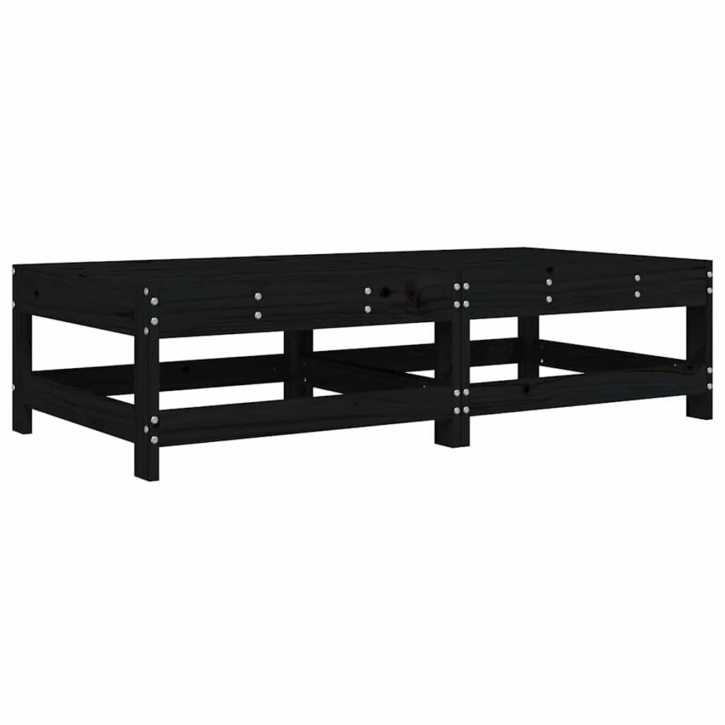 Gartenhocker mit Kissen 2 Stk. Schwarz Massivholz Kiefer
